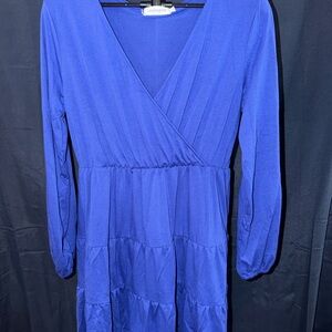 Chic Long Sleeve Blue Dress